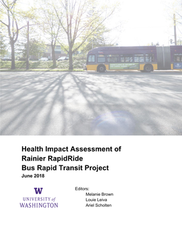 Health Impact Assessment of Rainier Rapidride Bus Rapid Transit Project June 2018