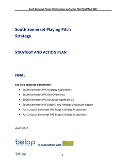 South Somerset Playing Pitch Strategy and Action Plan/Final/April 2017