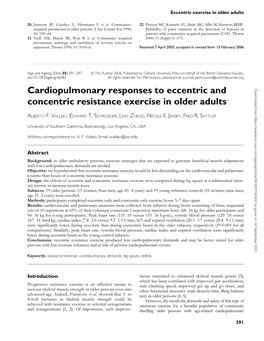 Cardiopulmonary Responses to Eccentric and Concentric Resistance