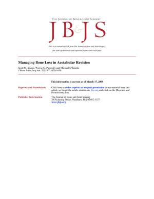 JBJS 2005 Managing Bone Loss in Acetabular Revision