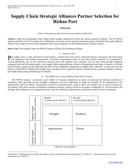 Supply Chain Strategic Alliances Partner Selection for Rizhao Port