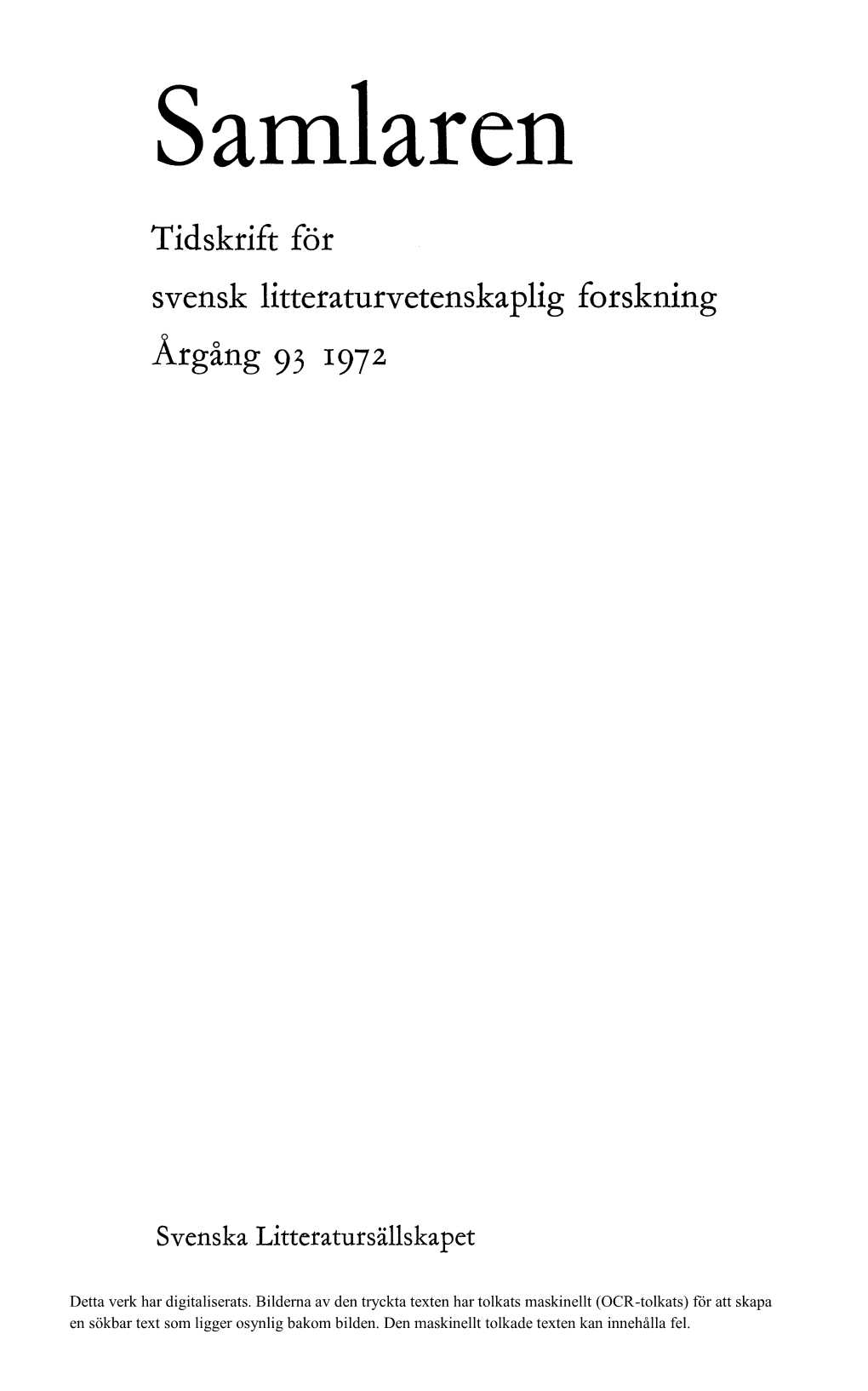 Idyll Och Irritantia. En Studie I Karl Vennbergs Diktsamling Fiskefärd