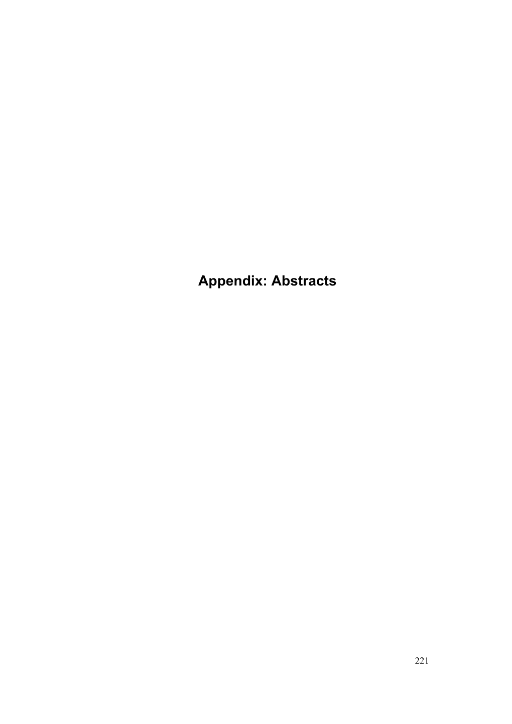 Appendix: Abstracts