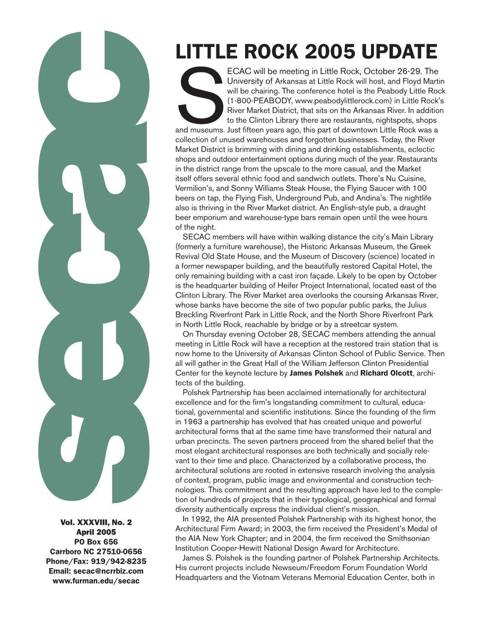 SECAC Newsletter April 2005