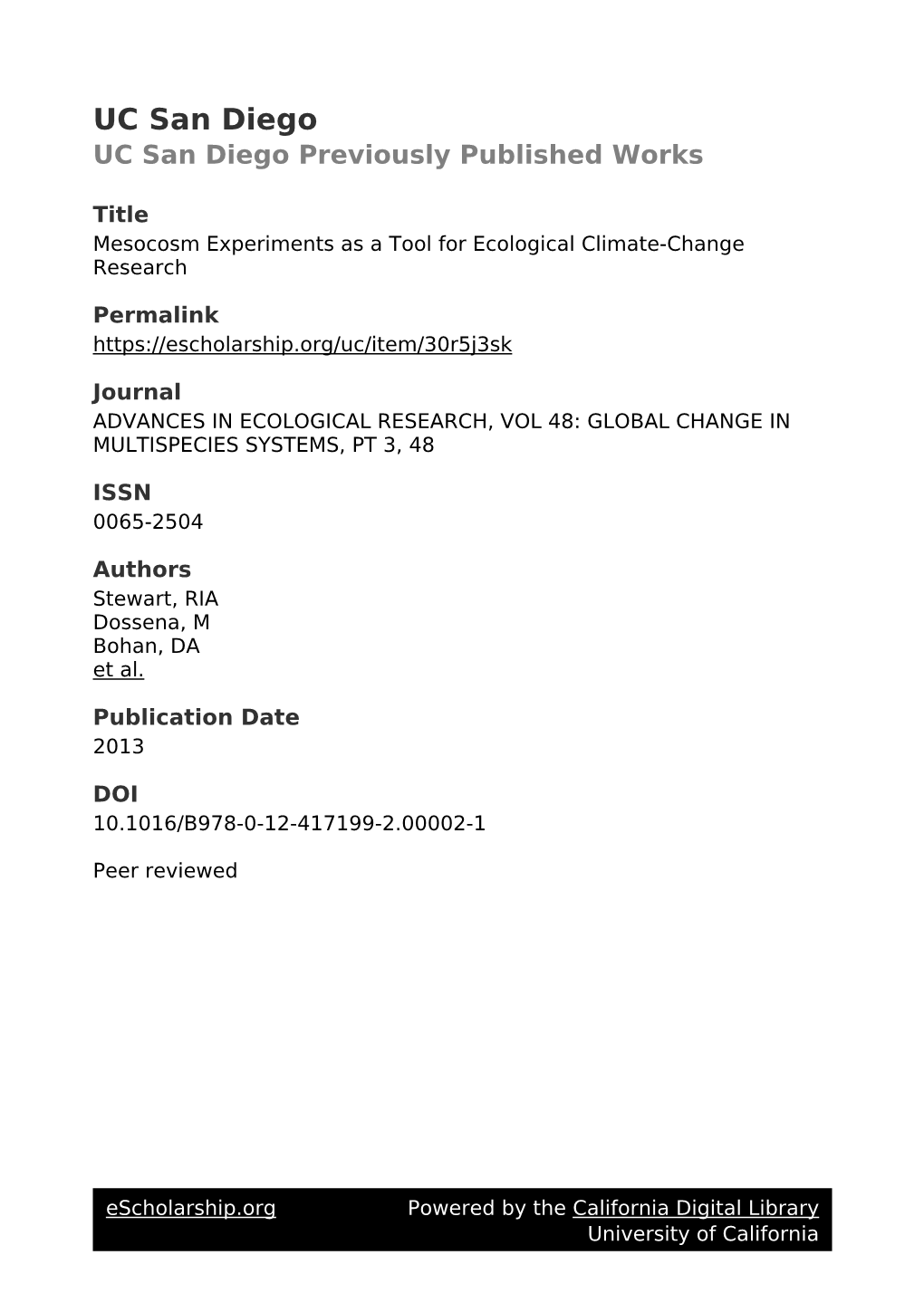 Mesocosm Experiments As a Tool for Ecological Climate-Change Research