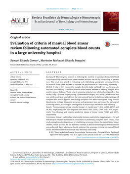 Evaluation of Criteria of Manual Blood Smear Review Following