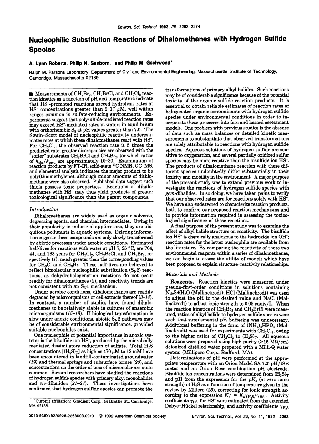 Nucleophilic Substitution Reactions of Dihalomethanes with Hydrogen Sulfide Species