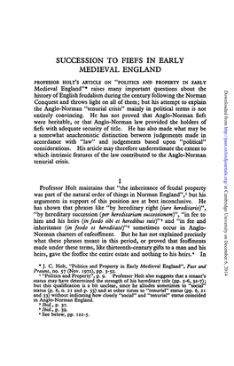 Succession to Fiefs in Early Medieval England
