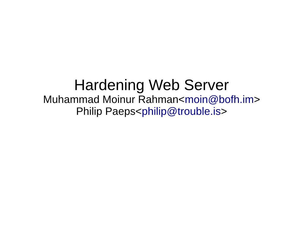 Hardening Web Server