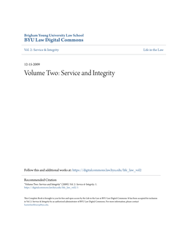 Volume Two: Service and Integrity