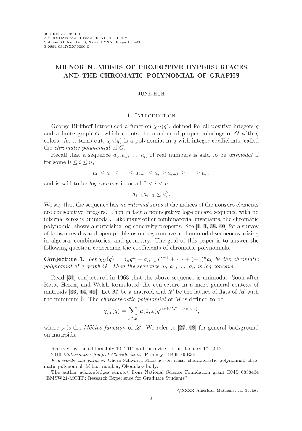 Milnor Numbers of Projective Hypersurfaces and the Chromatic Polynomial of Graphs