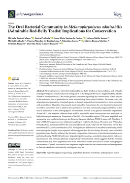 The Oral Bacterial Community in Melanophryniscus Admirabilis (Admirable Red-Belly Toads): Implications for Conservation