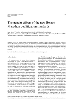 The Gender Effects of the New Boston Marathon Qualification Standards