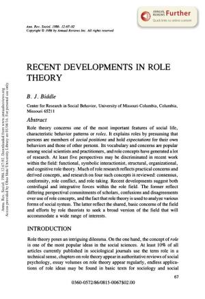 Recent Developments in Role Theory
