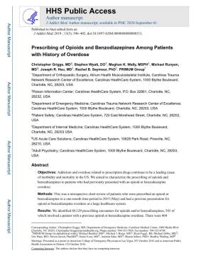 Prescribing of Opioids and Benzodiazepines Among Patients with History of Overdose