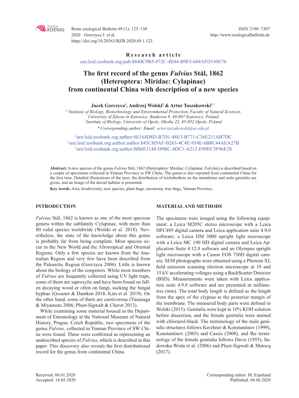 Heteroptera: Miridae: Cylapinae) from Continental China with Description of a New Species