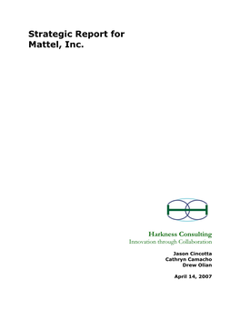 Strategic Report for Mattel, Inc