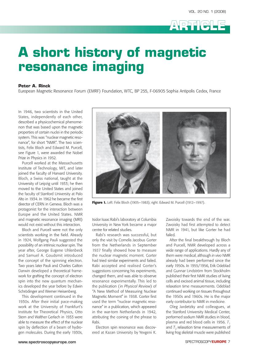 A Short History of Magnetic Resonance Imaging