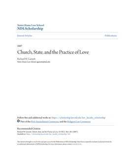 Church, State, and the Practice of Love Richard W