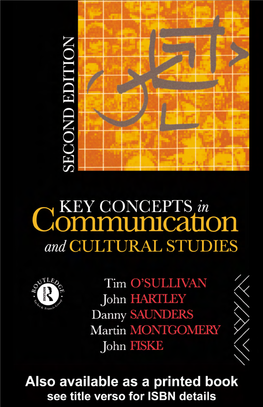 Key Concepts in Communication and Cultural Studies, Second Edition