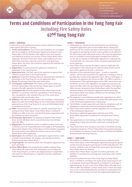 Terms and Conditions of Participation in the Tong Tong Fair Including Fire Safety Rules 62Nd Tong Tong Fair