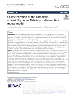Characterization of the Chromatin Accessibility in an Alzheimer's