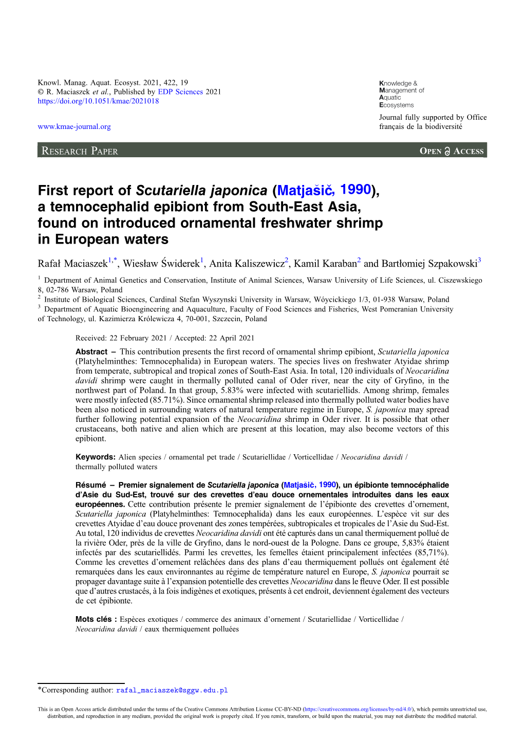 First Report of Scutariella Japonica