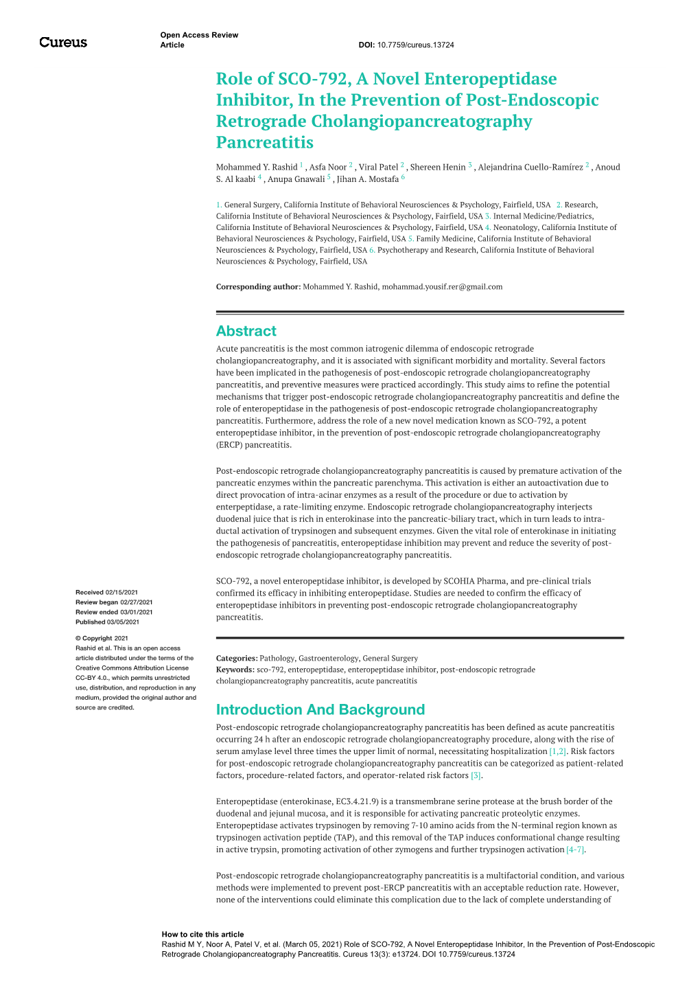 Role of SCO-792, a Novel Enteropeptidase Inhibitor, in the Prevention of Post-Endoscopic Retrograde Cholangiopancreatography Pancreatitis