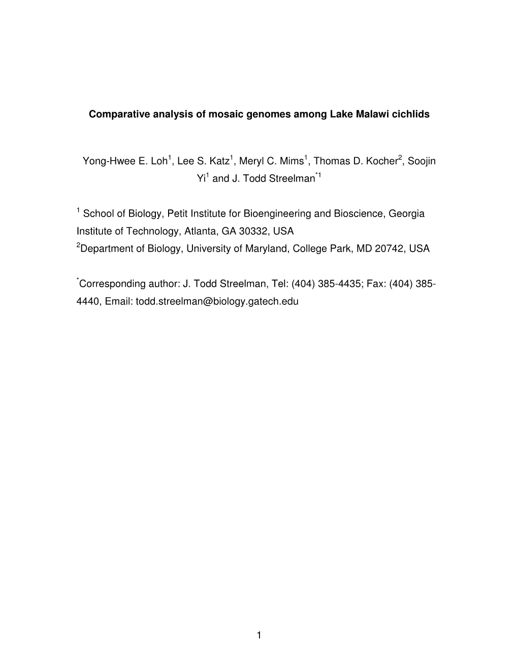 1 Comparative Analysis of Mosaic Genomes Among