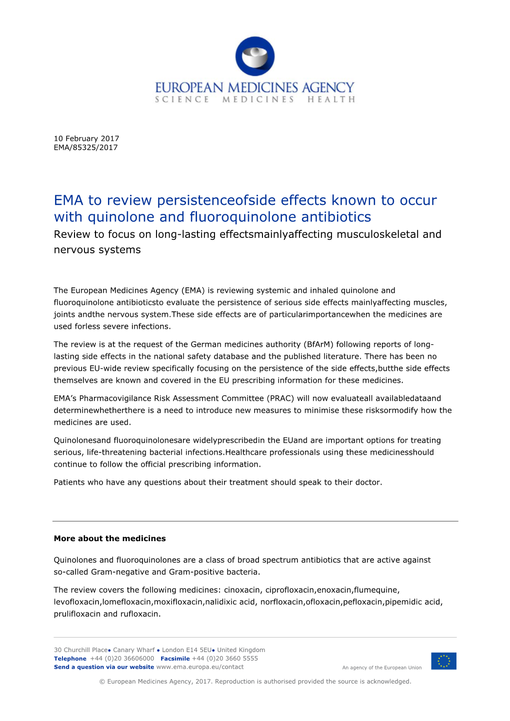 EMA to Review Persistenceofside Effects Known to Occur With