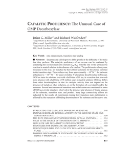 CATALYTIC PROFICIENCY: the Unusual Case of OMP Decarboxylase