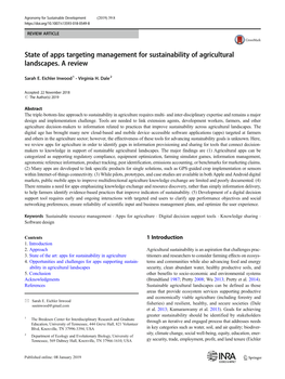 State of Apps Targeting Management for Sustainability of Agricultural Landscapes