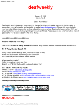 Deafweekly January 2, 2008 Deafweekly