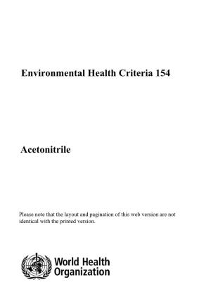 Environmental Health Criteria 154 Acetonitrile