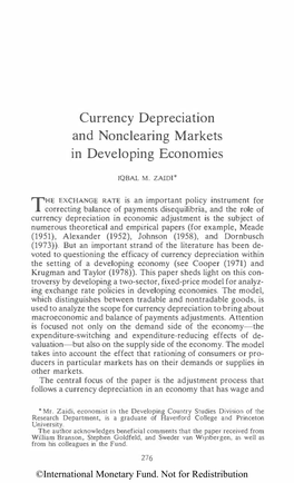 Currency Depreciation and Nonclearing Markets in Developing Economies