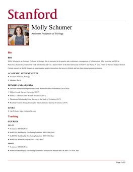 Molly Schumer Assistant Professor of Biology