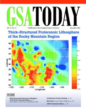 INSIDE � Thick-Structured Proterozoic Lithosphere � Northeastern Section Meeting, P
