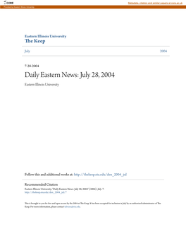 Daily Eastern News: July 28, 2004 Eastern Illinois University