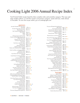 2006 Annual Recipe Index