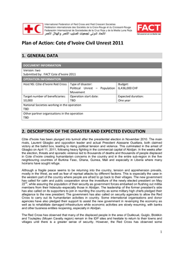 Plan of Action: Cote D'ivoire Civil Unrest 2011
