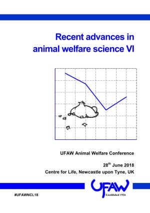 Recent Advances in Animal Welfare Science VI