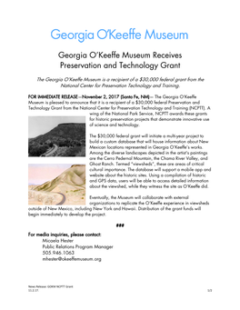 Georgia O'keeffe Museum Receives Preservation and Technology Grant