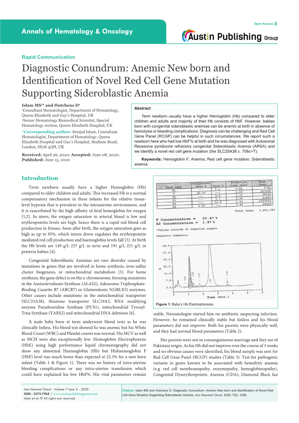 Anemic New Born and Identification of Novel Red Cell Gene Mutation Supporting Sideroblastic Anemia