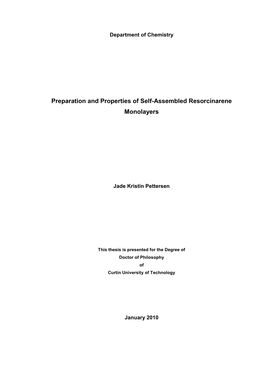 Preparation and Properties of Self-Assembled Resorcinarene Monolayers