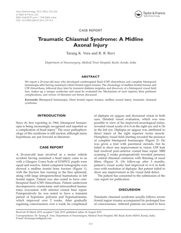 Traumatic Chiasmal Syndrome: a Midline Axonal Injury