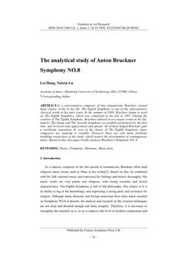 The Analytical Study of Anton Bruckner Symphony NO.8