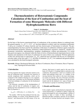 Thermochemistry of Heteroatomic Compounds:Calculation of the Heat