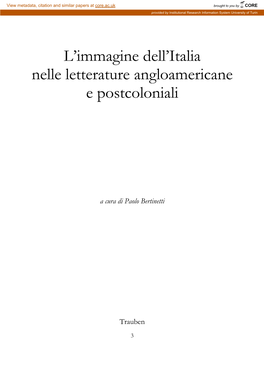 L'immagine Dell'italia Nelle Letterature Angloamericane E Postcoloniali