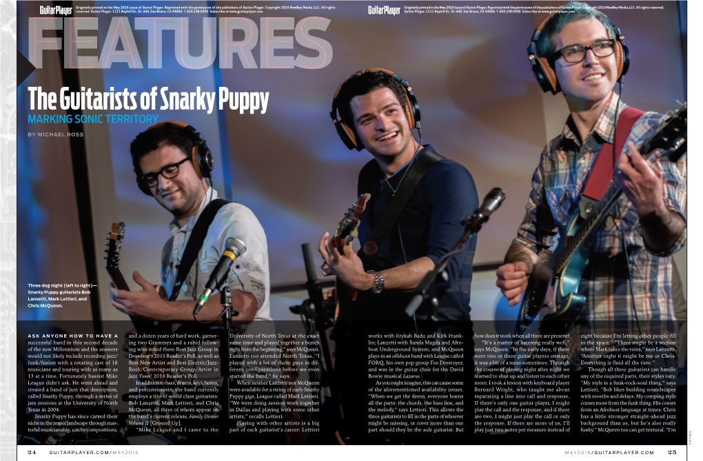 The Guitarists of Snarky Puppy MARKING SONIC TERRITORY