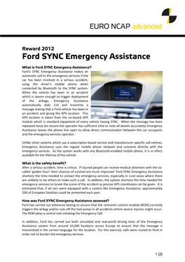 Ford SYNC Emergency Assistance
